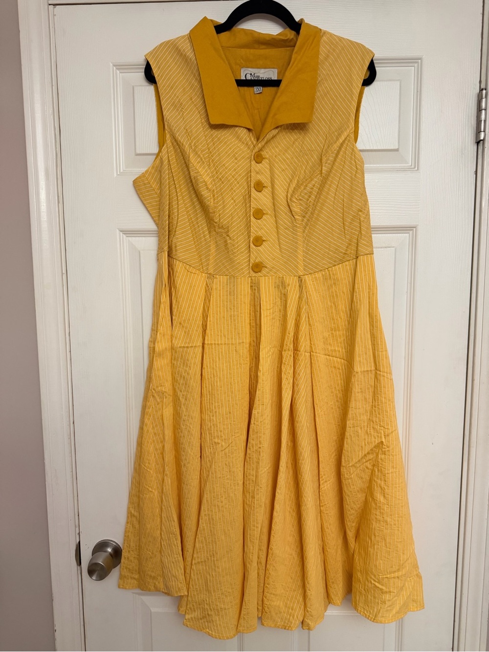 Miss Candyfloss Classic Sleeveless Yellow Fit-and-Flare Dress